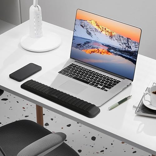 MEKASS Ergonomic Wrist Rest for Keyboard and Mouse, Soft Memory Foam Keyboard Wrist Rest Set with Non-Slip Silicone Base, Easy Typing, Pain Relief, Comfort for Office, Work, Gaming (Light Gray)