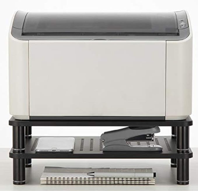 Husky Mounts 2-Pack Monitor Riser Laptop Stand, Adjustable Legs, Stackable, 14.5" x 9.25" x 3.25" Max Height, Matte Black Steel-Black.