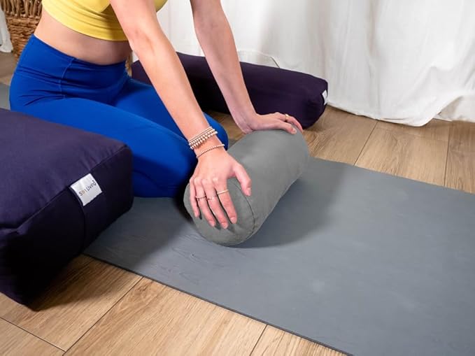 Sol Living Yoga Bolster Pillow for Restorative Meditation - 100% Cotton Cylindrical Cushion with Washable Cover for Balance Support in Asana Poses