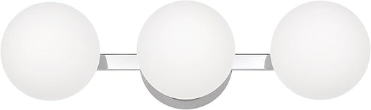 Globe Bathroom Vanity Light Fixtures, Modern 3 Lights Wall Lighting Chrome, Porch Wall Mount Light Fixture for Bathroom, Over Mirror Cabinets