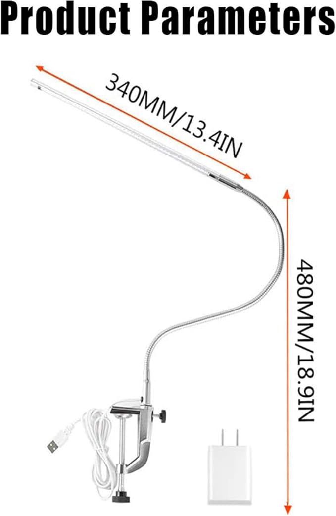 Nail Desk Lamp with Clamp, New Upgrade 8-10W Dimmable LED 360° Flexible Gooseneck Nail Tech Table Desk Light for Manicure Reading Eyebrow Tattoo