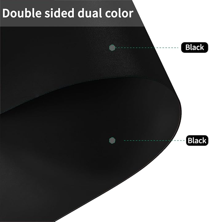 Large Desk Mat - 32x48 Inch Waterproof Easy to Clean Can Conceal Flaws Protector The Table Top from Scratches Used for Dining (Black+Black 32x48)