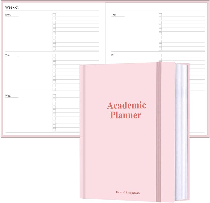 Academic Planner for 2025 2026 or Anytime – 8.5" x 11" Undated Weekly Student Planner For Homeschool, High School, College & Nursing Students, 200 Pages, Pink