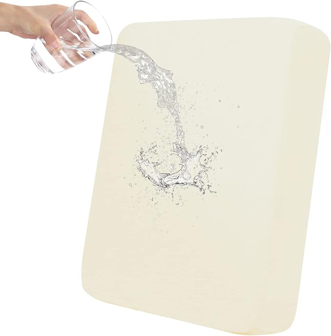 Easy-Going 100% Waterproof Chair Sofa Seat Cushion Slipcovers Couch Cushion Cover Stretch Furniture Protector for Kids, Pets (Chair Cushion, Ivory)