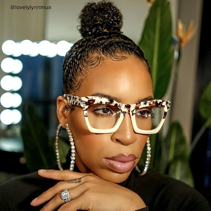 VOOGLAM Stylish Rectangle Blue Light Blocking Glasses for Women Anti Eyestrain Dry Eyes Eyewear Sienna