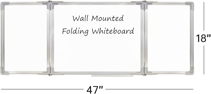 Whiteboard Set - Dry Erase Board 47 x 18 in with 1 Dry Wipe Eraser, 4 Markers, 4 Magnets and 6 Magnetic Notes - Large Vision Wall White Board for Home Office College