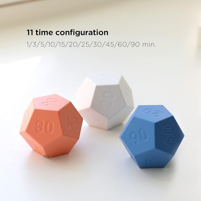 mooas Dodecagon Time Ball Rechargeable Mini Timer (Sand Peach), 11 Preset Times, Desk Productivity & Workout Timer, Sound/Vibrate/Mute, Easy to Use