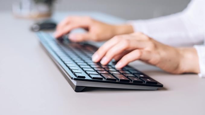 Cherry KW 9100 Slim Wireless Keyboard Rechargeable with SX Scissor Mechanism, Silent keystroke Quiet Typing with Thin Design for Work or Home Office.