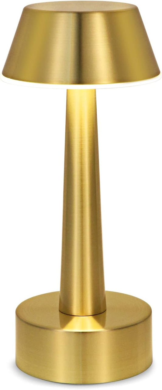 Egobasic Cordless Small Table Lamp, Gold Battery Operated Lamp for Restaurant Dinner Table, Rechargeable Dimmable Night Light Touch Portable Lamp for Bedside Dining Room Patio Bar Outdoor Décor