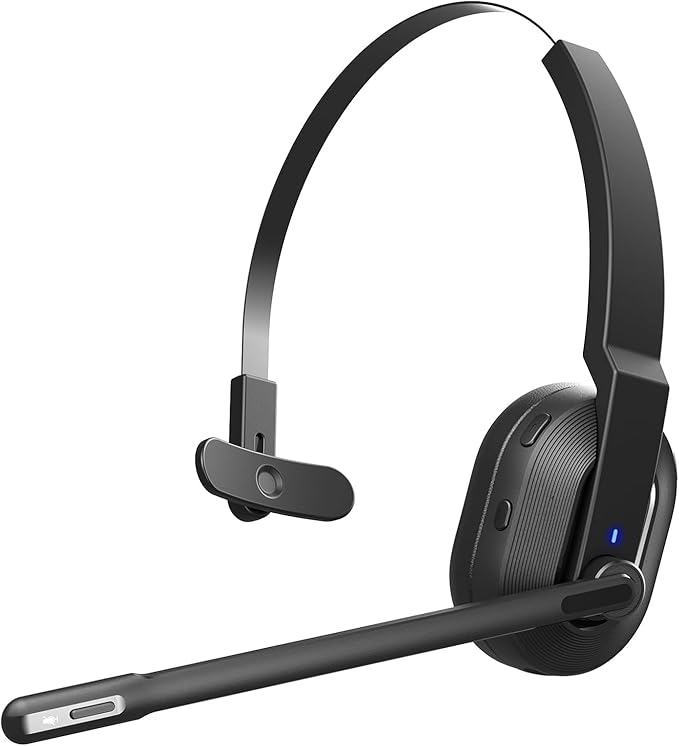 EKSA Trucker Bluetooth Headset, Wireless Headset with Microphone AI Noise Canceling, On Ear Bluetooth Headphone with Mute for Driver Office Call Center Computer Skype