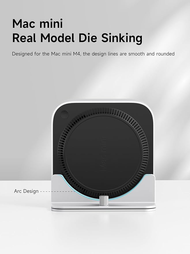 Hagibis Vertical Stand for Mac Mini M4, Aluminum Alloy Laptop Stand Anti-Slip Computer Holder Desktop Stand Compatible with M4 Chip Mac Mini Pro