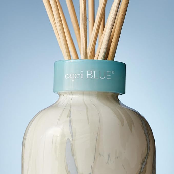 Capri Blue Reed Diffuser Set - Modern Marble Oil Diffuser, Sticks & Aroma Oil - Air Freshener for Home Decor - Blue Jean Scents (5.7 fl oz)