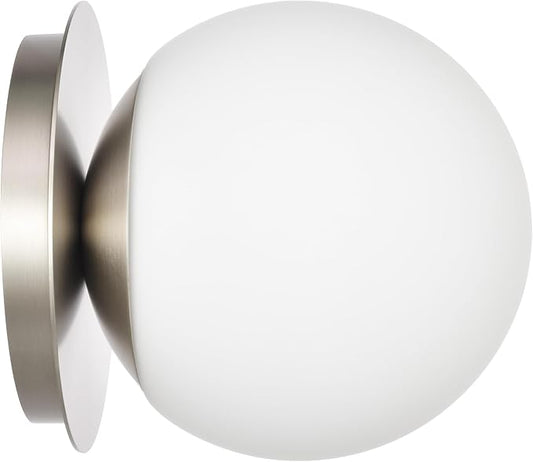 Wall Sconces, 1 Light Modern Globe Sconce in Brushed Nickel, Wall Light for Bedroom Bathroom Living Room & Hallway Vanity Lighting, Ceiling Light Fixture
