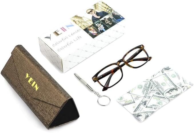 YEIN Bifocal Reading Glasses with Blue Light Blocking Lenses, Bifocal Reader for Women and Men, Vintage Square frame with Spring Hinge (+0.50/+2.50 magnification)