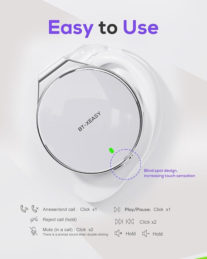 On Ear Headphones Bluetooth 5.4, Noise Cancelling Open Ear Headphones Wireless, Water-Drop Shaped Clip On Sport Headset Bluetooth with 4 Microphone, Comfort Fit Earphones with Long Battery Life