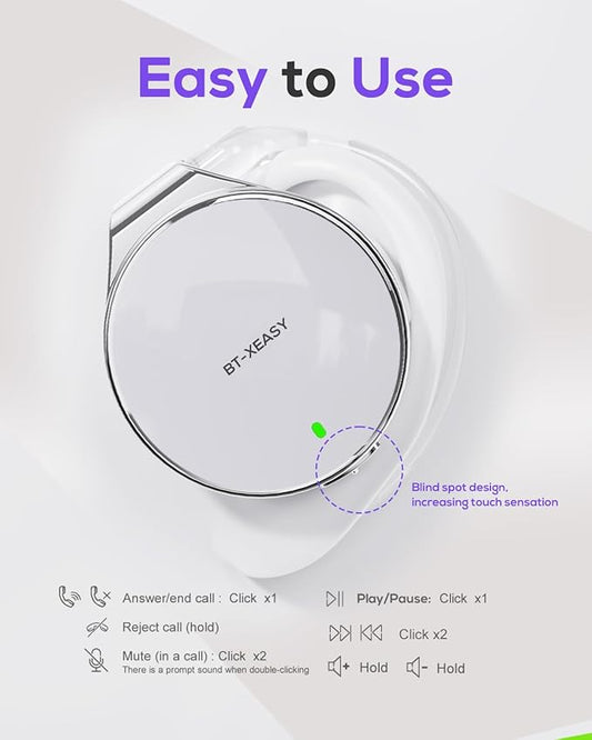 On Ear Headphones Bluetooth 5.4, Noise Cancelling Open Ear Headphones Wireless, Water-Drop Shaped Clip On Sport Headset Bluetooth with 4 Microphone, Comfort Fit Earphones with Long Battery Life