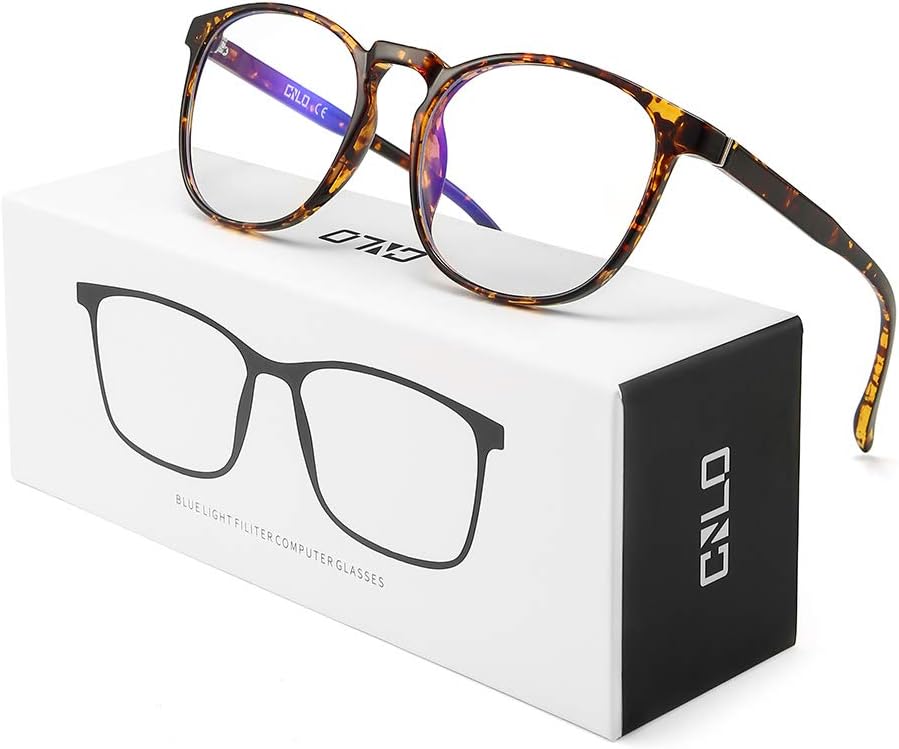 CNLO Blue Light Blocking Glasses Computer Gaming Glasses TV Glasses For UV Protection Anti Eyestrain Lens Lightweight Frame Eyewear Opaque Men/Women (AMBER)