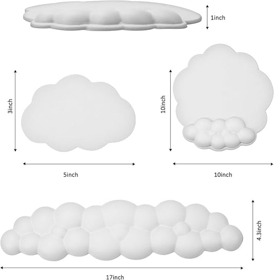 Cloud Keyboard and Mouse Wrist Rest Pad for Computer Arm Pain Relief- Ergonomic Wrist Support Mousepad with Non-Slip PU Base for Office, Gaming, and Home Use Anti-Fatigue(White)