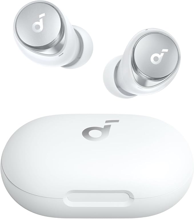 Soundcore by Anker Space A40 Auto-Adjustable Active Noise Cancelling Wireless Earbuds, Reduce Noise by Up to 98%, 50H Playtime, Comfortable Fit, App Customization, Wireless Charge (White)