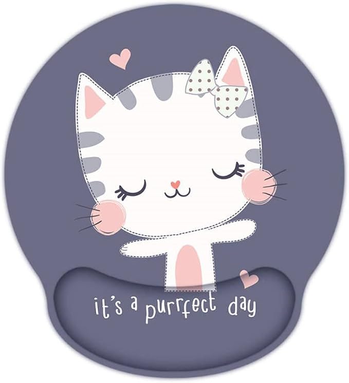 RICHEN Memory Foam Mouse Pad with Wrist Support,Ergonomic Mouse Pad with Wrist Rest,Non-Slip Rubber Base for Computer Laptop & Mac,Lightweight Rest for Home,Office & Travel (Cute Cat)