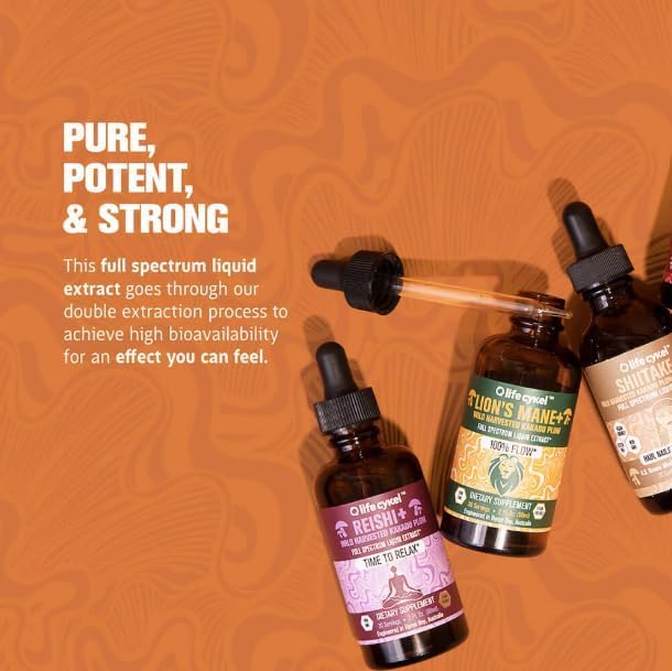 Lifecykel - Shiitake Mushroom Extract with Kakadu Plum - Advance Organic Mushroom Supplement for Hair, Nail and Skin - Potent Vitamin C Immune Boost for Adults - 4 Fl Oz