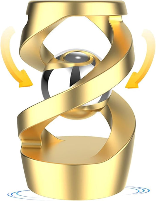 Metal Illusion Fidget Spinner, Gravity Defying Kinetic Desk Toy for Adults, Entertain & Relax, Office Ornaments & Gifts - Gold: Silver Beads