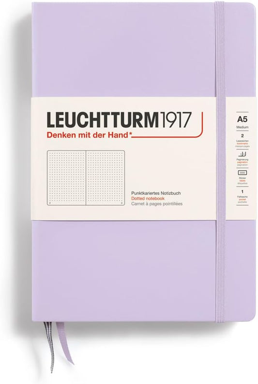 LEUCHTTURM1917 - Notebook Hardcover Medium A5-251 Numbered Pages for Writing and Journaling (Lilac, Dotted)