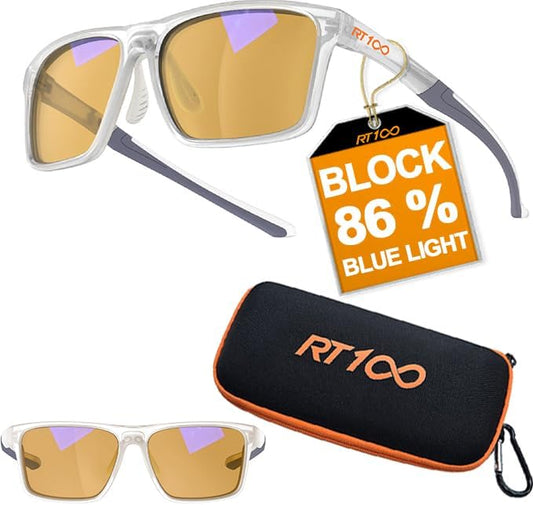 HD Premium Gaming and Computer Screen Yellow Tint Glasses Blue Light Blocking 86% Reduce Glare Anti Eyestrain