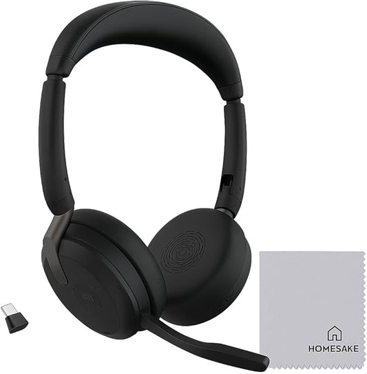 GN Audio Evolve2 65 Flex Wireless Stereo Headset with Link380c USB-C Adapter, Foldable Design, Hybrid ANC, 360° Busylight, Certified for Microsoft Teams, Bluetooth On-Ear Headphones (USB-C Dongle)