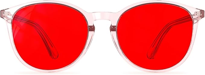 Bloomoak 99% Orange Blue Light Blocking Glasses,Retro Trendy Round Style,Relieve Eye Fatigue,Improve Sleep For Screens/Games