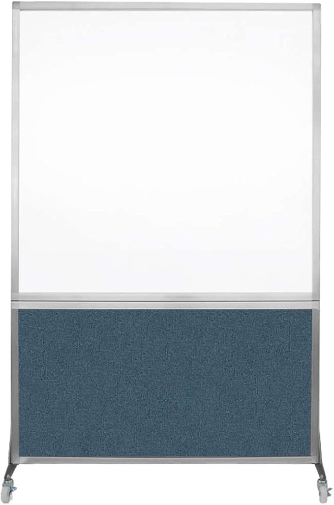 DivideWrite Mobile Whiteboard | Double Sided Dry Erase Board | Portable Office Cubicle Partition | Display for Classrooms, Conference Rooms, Meeting Areas and More | Caribbean Fabric 4' Wide x 6' Tall