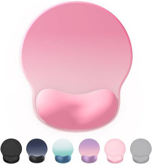 Ergonomic Mouse Pad Wrist Support, Comfortable Mouse Pad Wrist Rest, Relieve Wrist Pain Gel Mouse pad, Non-Slip Rubber Base Mousepad for Laptop, Computer(Gradient Baby Pink)