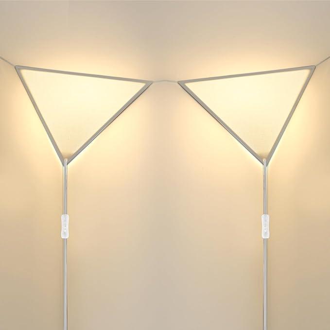 Easy Installation Corner Light with Linen Shade, 2 Pack Corner Lights for Living Room, Space-Saving Plug in Ceiling Light with Switch, Modern Apartment Lighting for Bedroom, Office, Study