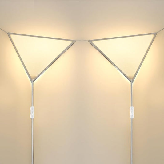 Easy Installation Corner Light with Linen Shade, 2 Pack Corner Lights for Living Room, Space-Saving Plug in Ceiling Light with Switch, Modern Apartment Lighting for Bedroom, Office, Study