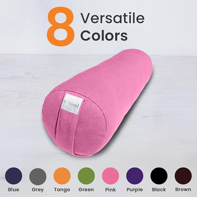 Sol Living Yoga Bolster Pillow for Restorative Meditation - 100% Cotton Cylindrical Cushion with Washable Cover for Balance Support in Asana Poses