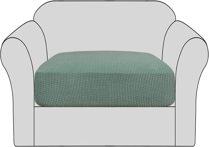 H.VERSAILTEX High Stretch Individual Seat Cushion Covers Sofa Slipcovers Couch Cushion Covers Sofa Covers Featuring Jacquard Textured Twill Fabric (1 Pack for 1 Cushion Chair, Sage, Small)