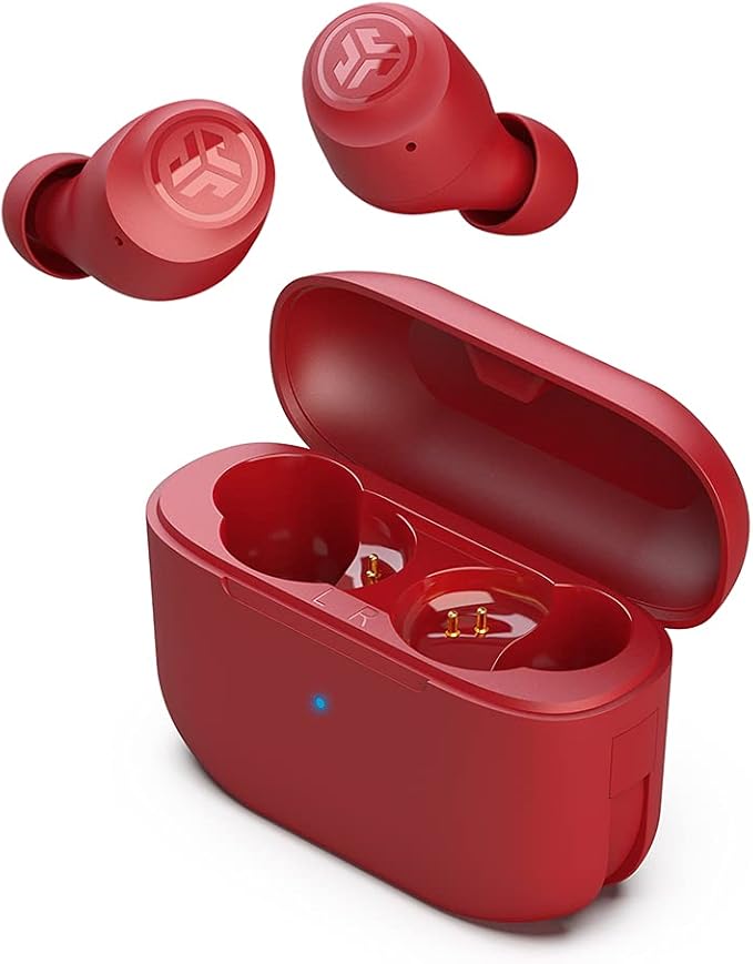 JLab Go Air Pop True Wireless Earbuds, in Ear Headphones, Bluetooth Earphones, Ear Buds with 32H Playtime, Bluetooth Earbuds with Microphone, USB Charging Case, Dual Connect, EQ3 Sound, Rose
