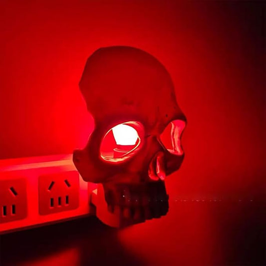 Ulalaza Human Skull Light New Halloween Handcrafted Skull Night Light for Home Room Decor Plug into Wall Decorative