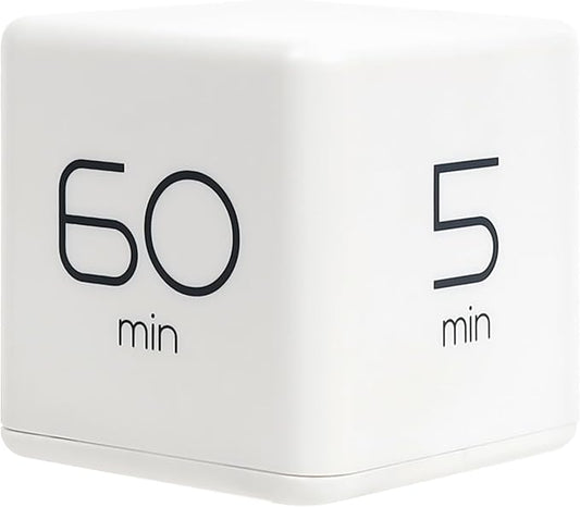 mooas Cube Timer (White), Timers Cube Flip Block Timers Productivity Gravity Sensor Time Management for Kids ADHD Classroom Kitchen Desk Workout Cooking Study 5, 15, 30, 60 min Timer Setting