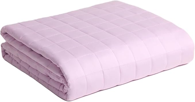 YnM Exclusive Weighted Blanket, Soothing Organic Long Stapled Cotton, Smallest Compartments, Bed Blanket for One Person of 140lbs, Ideal for Twin/Full Bed (48x72 Inches, 15 Pounds, Lavender)