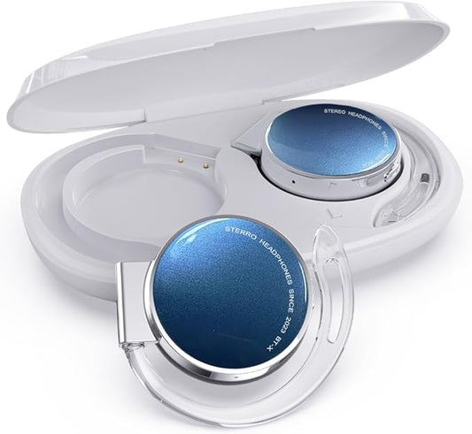 Open-Ear Headphones Bluetooth V5.3, On Ear Headphones Wireless with Earhooks, Ear Clip On Earphones, Sports Headset Bluetooth with 4 Microphones, Noise Cancelling/Long Battery Life