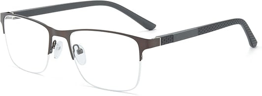 GUDVUE Mens Blue Light Glasses Rectangle Computer Glasses Gaming Glasses, Grey/Gunmetal