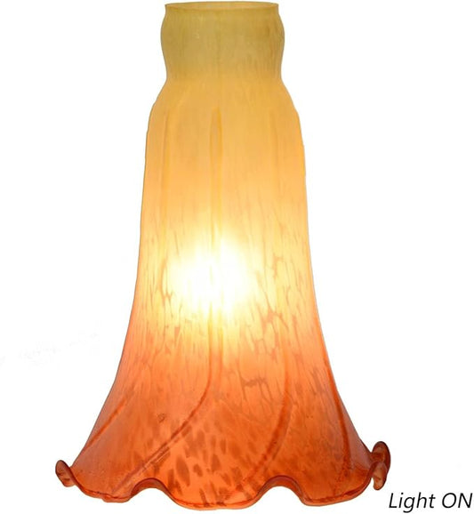 Bieye LS11 Lily Flower Blown Glass Lampshade (Yellow Orange, Opening I.D. 1.26" x O.D. 1.5")