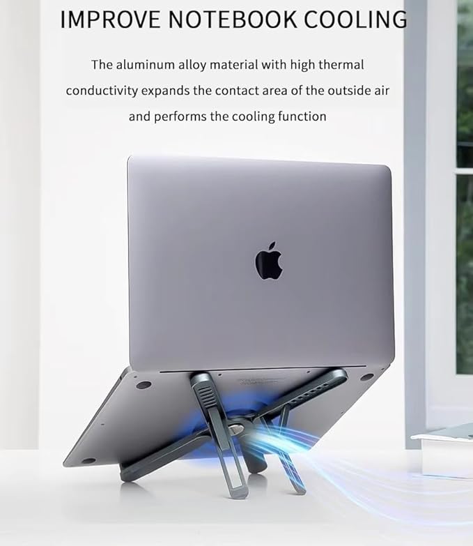 Laptop Stand, Ergonomic Aluminum Riser with 7 Adjustable Heights Foldable, Compatible with Laptop 10-15.6'' and Tablet