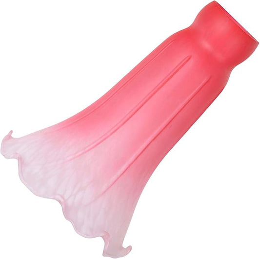 Bieye LS72 Lily Flower Blown Glass Lampshade (Red White, Opening I.D. 1.26" x O.D. 1.5")
