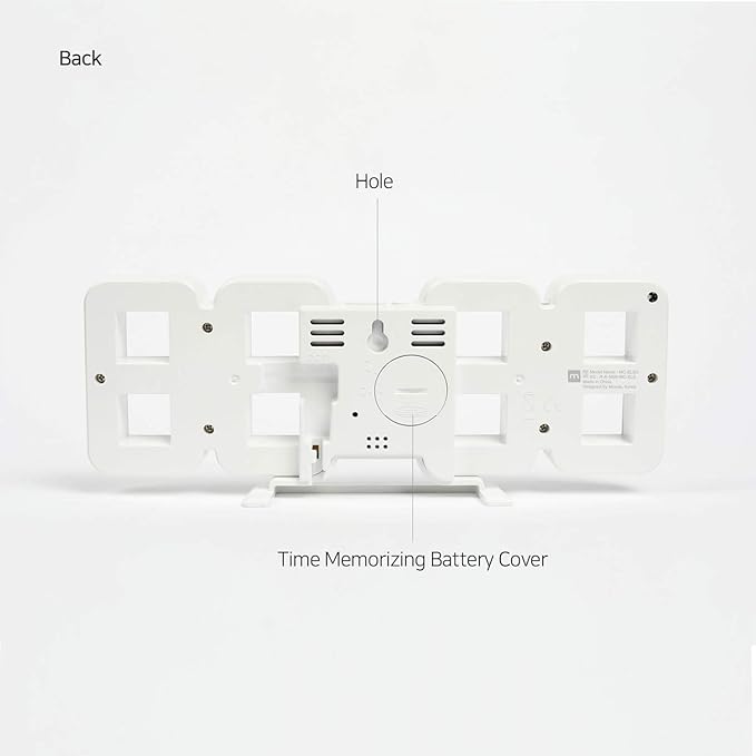 mooas 3D Pure Mini White LED Clock, Multi-Function LED Clock (Calendar, Alarm, Temperature) (8.5" White Table Alarm Clock)