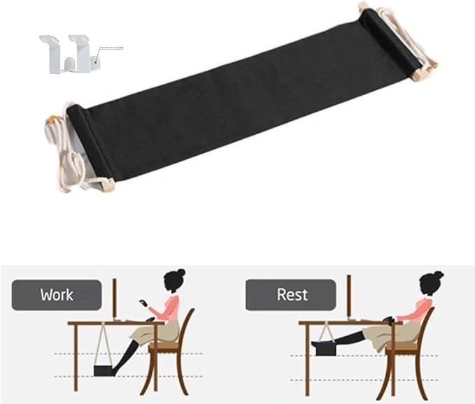 Auoinge Foot Hammock Under Desk FootRest | Adjustable Office Foot Rest Under Desk | Portable Desk Foot Hammock with Headphone Holder