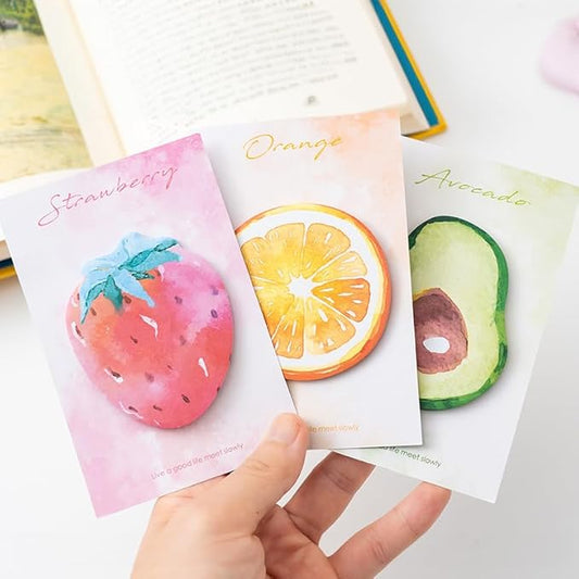 Reusable Funny to Do List Stick Note Pads – 4 Shapes Vibrant Fruit, Avocado, Orange, Watermelon, Strawberry, 30 Sheets/Pad, for Office Home School Teacher Desk Accessories