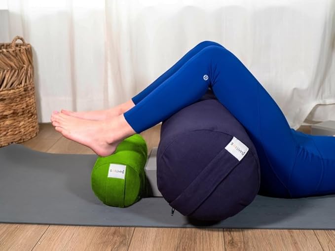 Sol Living Yoga Bolster Pillow for Restorative Meditation - 100% Cotton Cylindrical Cushion with Washable Cover for Balance Support in Asana Poses