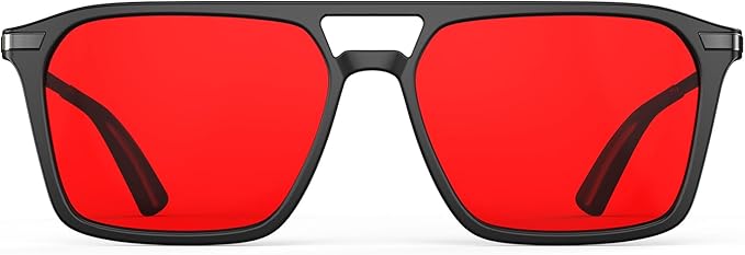 Goiteia Red Light Glasses for Sleep, Dual AR Coatings, Retro 70s Red Glasses Blue & Green Light Blocking for Better Sleep